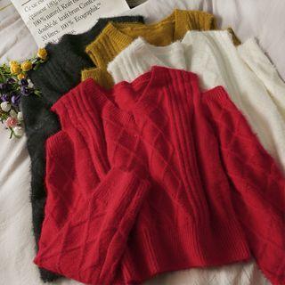 Cutout-shoulder Slim-fit Cropped Sweater In 6 Colors
