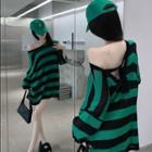 Long-sleeve Stripe Light Knit Top
