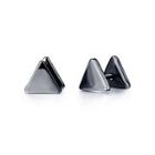 Simple And Fashion Plated Black Triangle 316l Stainless Steel Stud Earrings Black - One Size