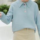 Polo Collared Sweater Blue - One Size