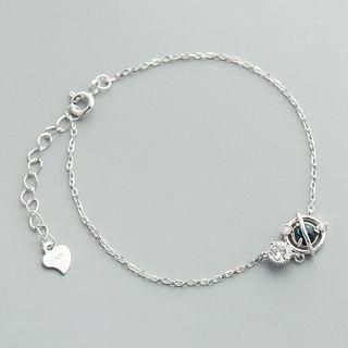 925 Sterling Silver Rhinestone Crystal Bracelet As Shown In Figure - One Size