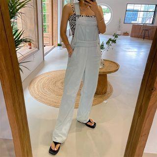 Washed Wide-leg Denim Jumpsuit