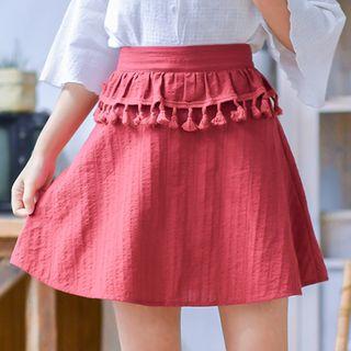High Waist Tasseled A-line Skirt