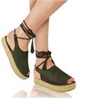 Open-toe Lace-up Espadrille Platform Sandals
