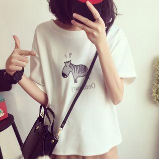 Zebra Print Crewneck T-shirt