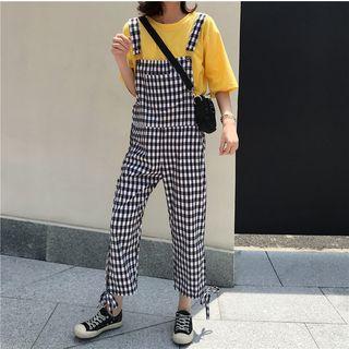Checked Cropped Jumper Pants