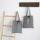 Embroidery Gingham Canvas Shopper Bag