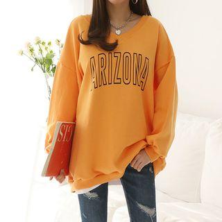 Tall Size V-neck Lettered Sweatshirt