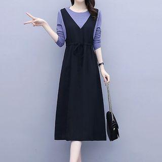 Mock Two-piece Midi A-line Dress