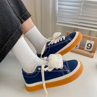 Fleece-lined Platform Canvas Sneakers