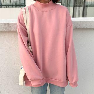 Plain Turtleneck Fleece Sweatshirt