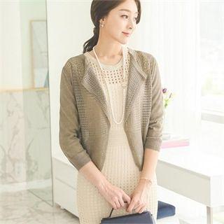 3/4-sleeve Open-knit Cardigan