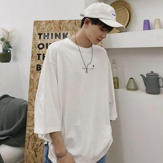 Lettering Print 3/4-sleeve T-shirt