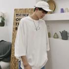 Lettering Print 3/4-sleeve T-shirt