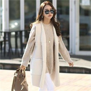Open-front Faux-shearling Long Vest