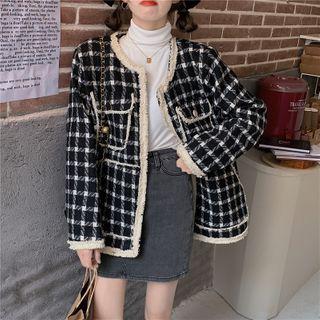 Check Loose-fit Coat Black & White - One Size