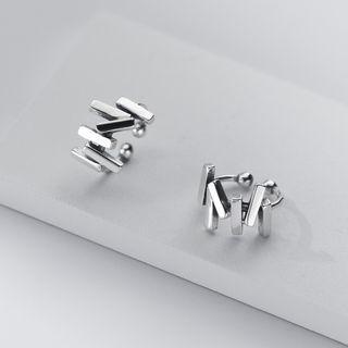Bar Ear Cuff 1 Pair - Silver - One Size