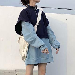 Half-zip Short-sleeve Cropped Pullover / Plain Pullover