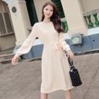Faux Pearl Knit Dress With Sash
