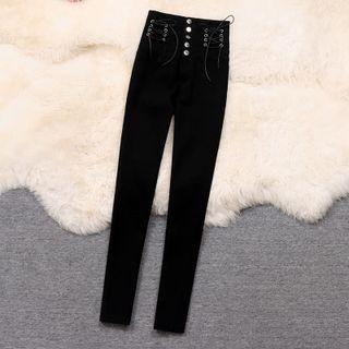 High-waist Lace-up Skinny Pants