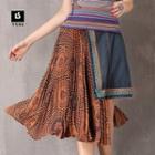 Embroidered Asymmetric A-line Skirt