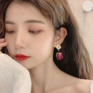 Alloy Rose Dangle Earring Rose - Random Colors - One Size