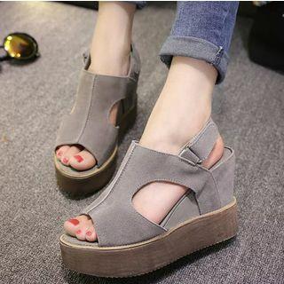 Platform Wedge Sling Back Sandals