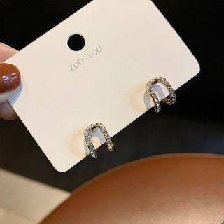 925 Sterling Silver Rhinestone Earring 1 Pair - 925 Silver Needle - As Shown In Figure - One Size