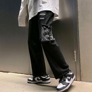 Print Pocket Drawstring-cuff Pants