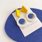 Wood Drop Earring 1 Pair - Yellow & White & Blue - One Size