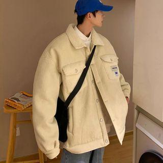 Fleece Panel Corduroy Button-up Jacket