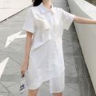 Asymmetric-hem Short-sleeve Shirtdress