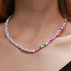 Asymmetric Pearl & Bead Necklace 01 - Dz159 - Multicolor - One Size