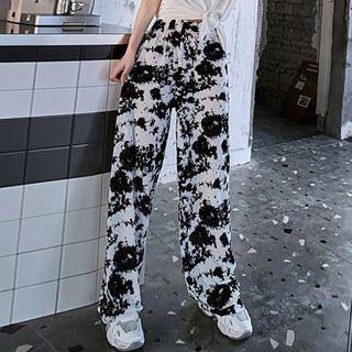 Splatter Print Wide Leg Pants