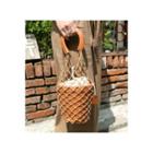 Faux-leather Knit Bucket Bag