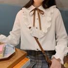 Ruffle Puff Long-sleeve Shirt With Bow-knot