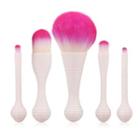 Set Of 5: Makeup Brush Set Of 5 - White & Pink - One Size