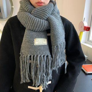 Plain Applique Wool Scarf