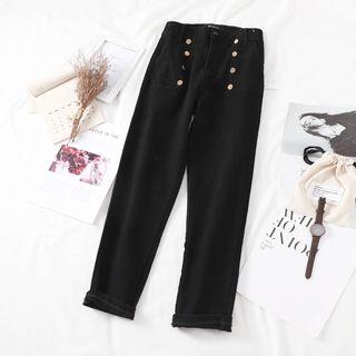 Double-breasted Harem Jeans Black - L