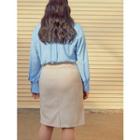 Plus Size Formal H-line Midi Skirt