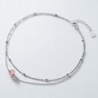 925 Sterling Silver Bead Layered Anklet S925 Silver - One Size