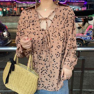 Heart Printed Chiffon Blouse