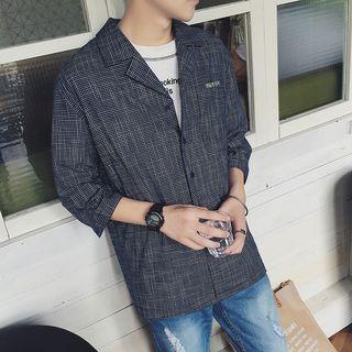 Letter Embroidered 3/4 Sleeve Shirt