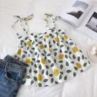 Lemon Leaf Printed Lace-up Camisole Top