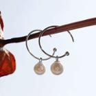 925 Sterling Silver Faux Pearl Dangle Earring Platinum - One Size