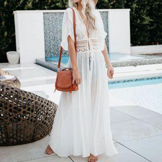 Short-sleeve Lace Trim Light Jacket