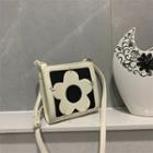 Faux Leather Flower Crossbody Bag White - One Size