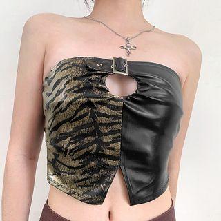 Faux Leather Strapless Top