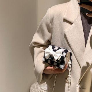 Checker Print Flap Fluffy Crossbody Bag