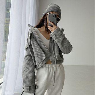 Embossed Loose-fit Crop Jacket